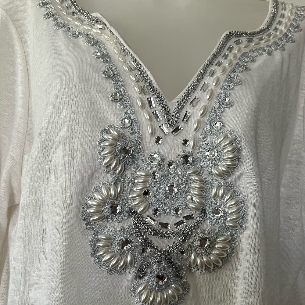 🌷INC International Concepts Beachy Sparkly Beaded Tunic - Picture 5 of 8